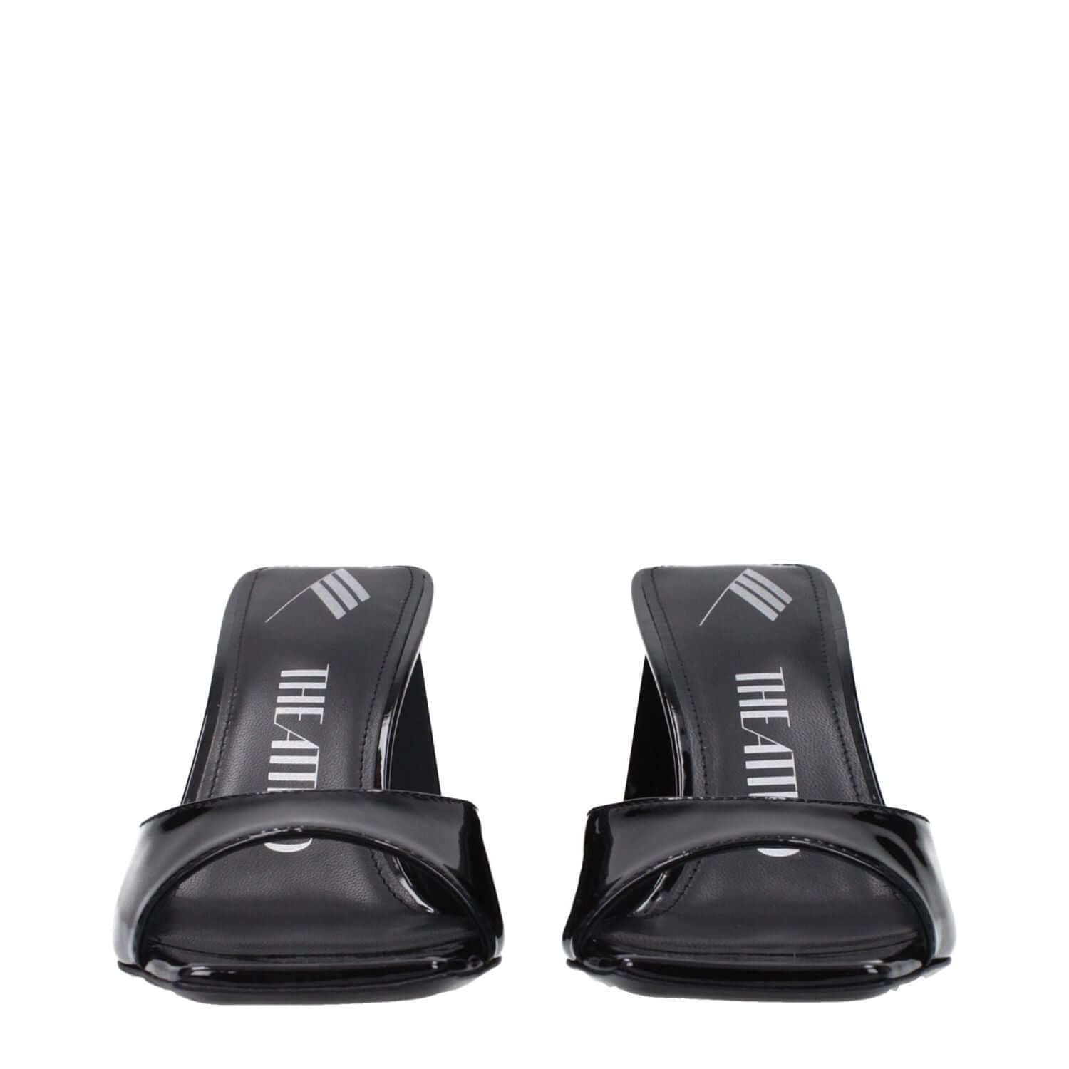 The Attico Black Leather Stiletto Heel Sandals