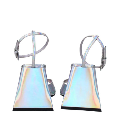 The Attico Gray Leather Platform Sandals