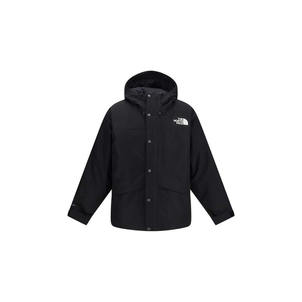 The North Face Black Polyester Coat featuring adjustable hood and secure zip pocket, ideal for harsh weather conditions.