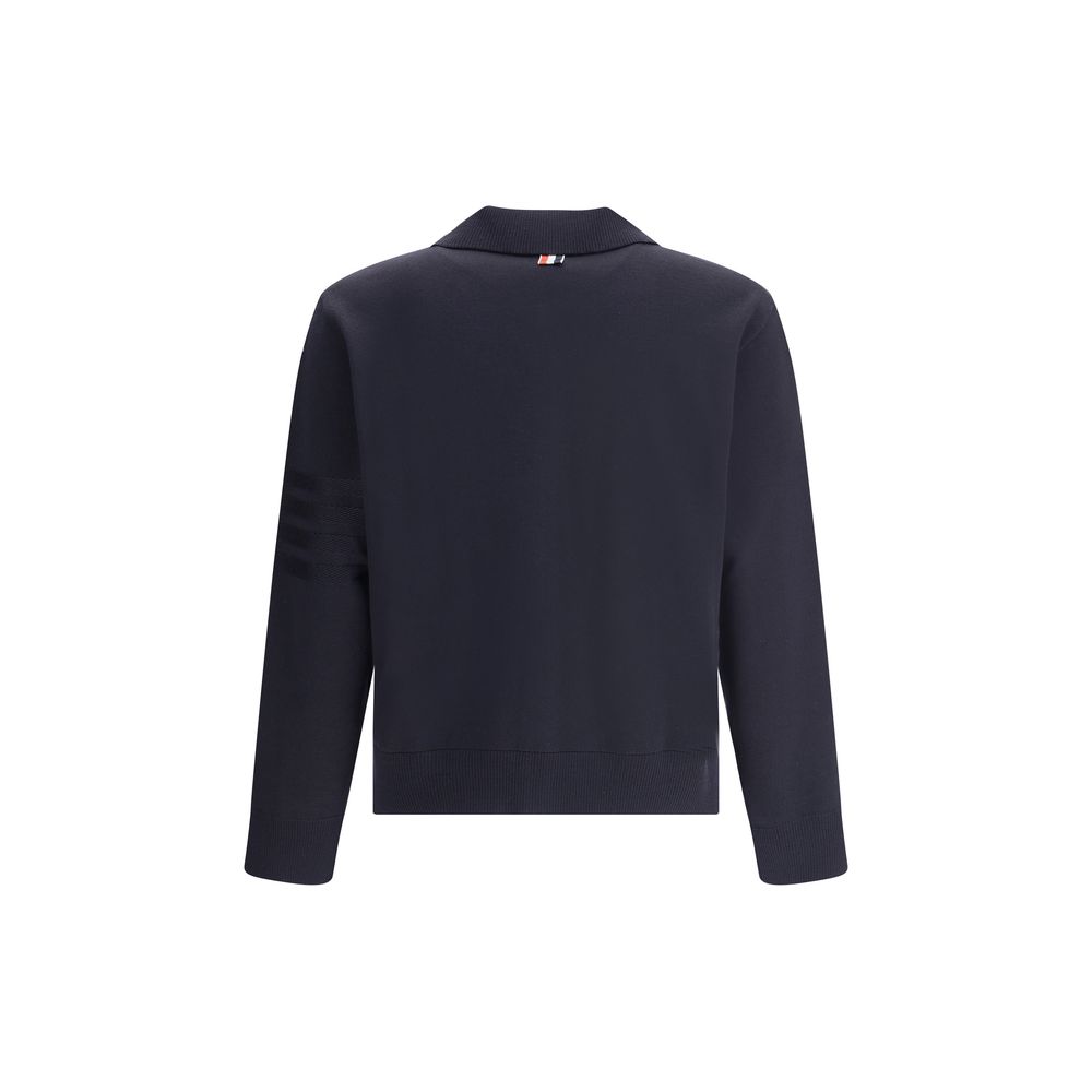 Thom Browne Blue Fleece Wool Cardigan