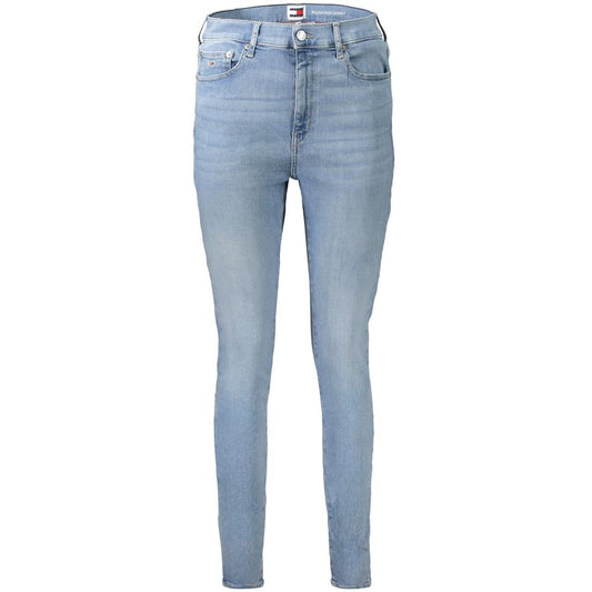 Tommy Hilfiger Blue Cotton Women's Skinny Jean with high skinny fit and signature Tommy logo detailing.