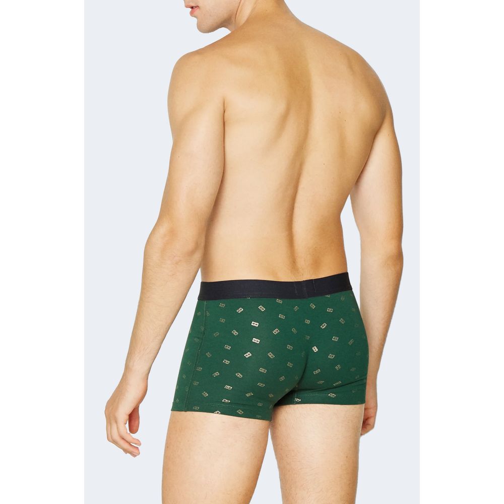 Tommy Hilfiger Green Cotton Boxers featuring graphic pattern and iconic brand details, showcasing comfort and style.