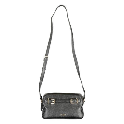 Twinset Black Polyethylene Women Handbag with adjustable strap and dual compartments for organized storage.
