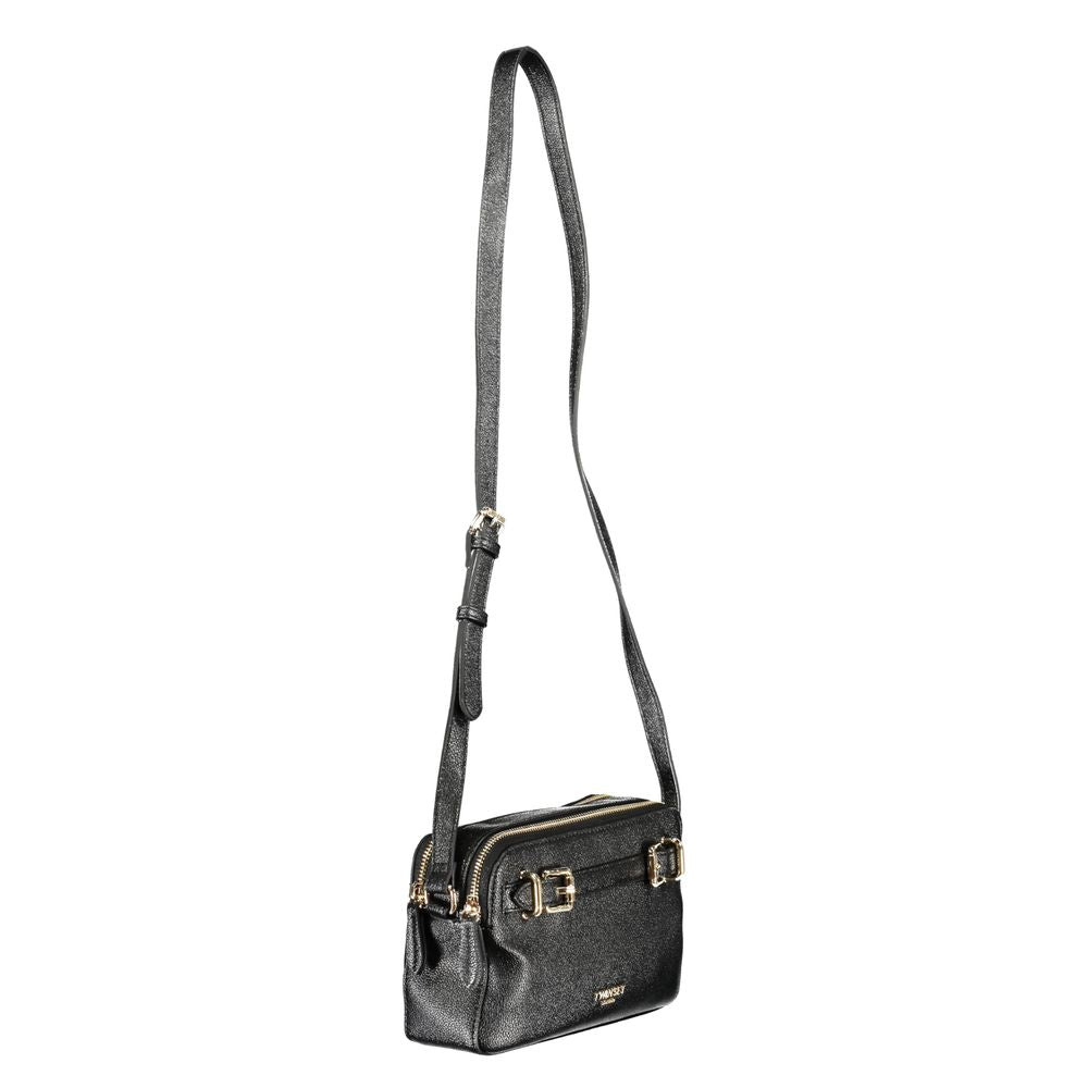 Twinset Black Polyethylene Women Handbag with adjustable strap and two compartments.