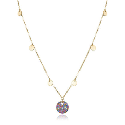 Elegant gold necklace with colorful pendant featuring discs, ideal for stylish women. VICEROY JEWELS Mod. 13071C100-39 for ladies.
