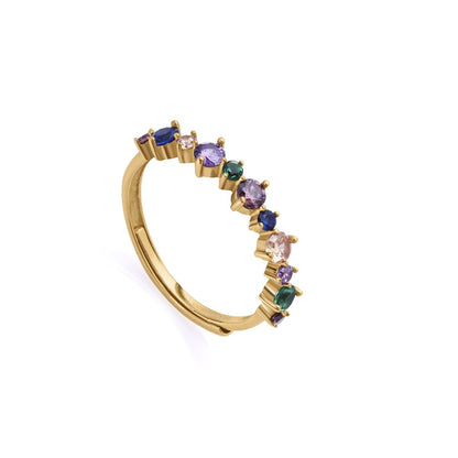 Gold ring with colorful gemstones, perfect accessory for elegance and style.