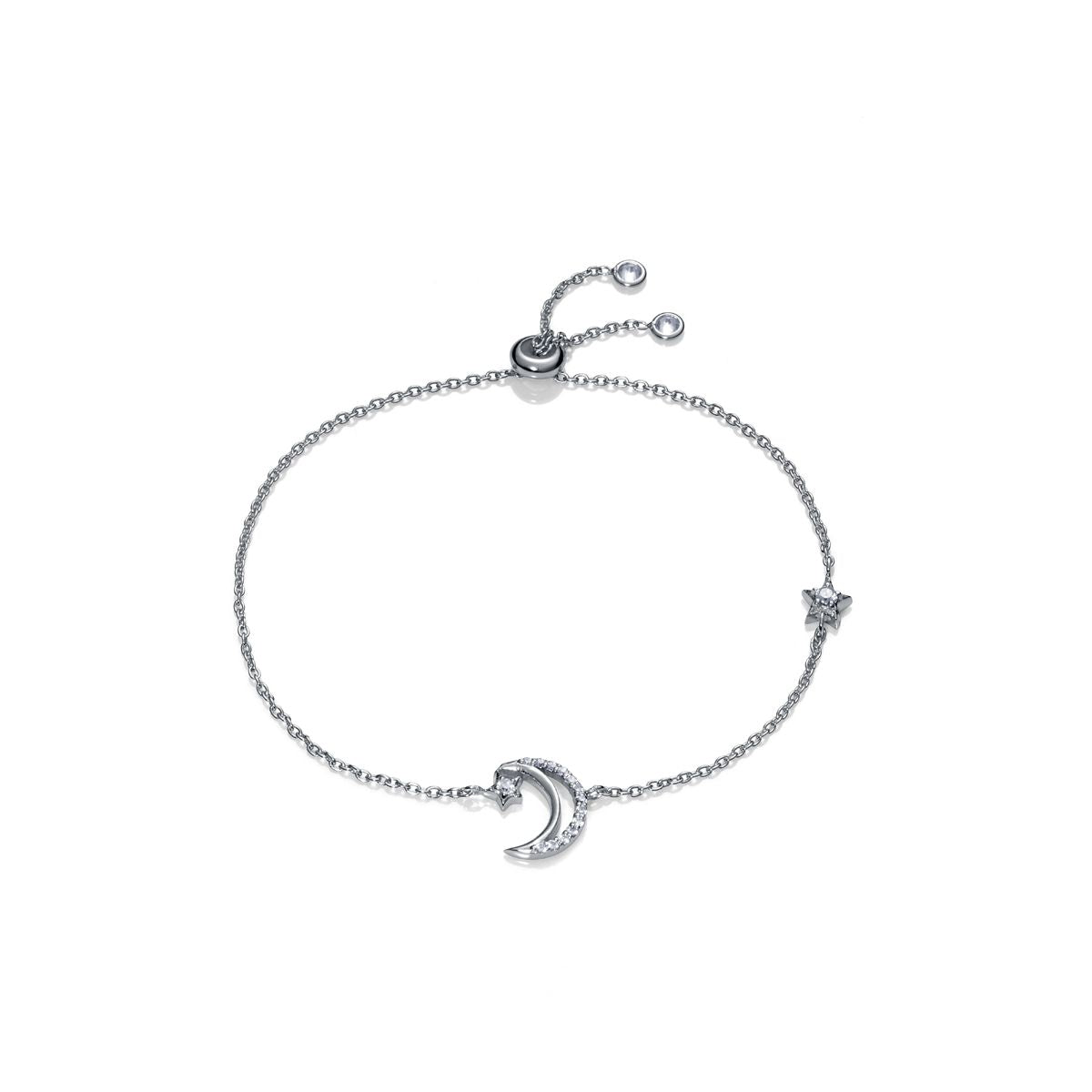 Elegant silver bracelet from VICEROY JEWELS Mod. 4123P000-38 featuring a moon and star charm, ideal for ladies, water-resistant to 5 ATM.