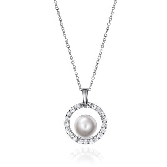 VICEROY JEWELS Mod. 71044C000-68 lady's silver necklace with pearl pendant, quartz movement, and calendar function in official box.