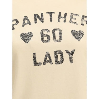 Valentino Beige Cotton T-Shirt with Panther Lady print and ribbed crew neck, showcasing style and comfort, perfect for AW25 season.