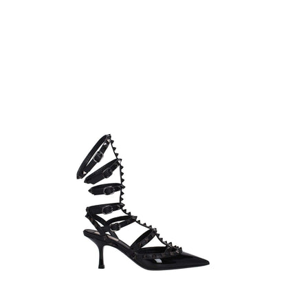 Valentino Garavani Black Leather Stiletto Heel Sandals
