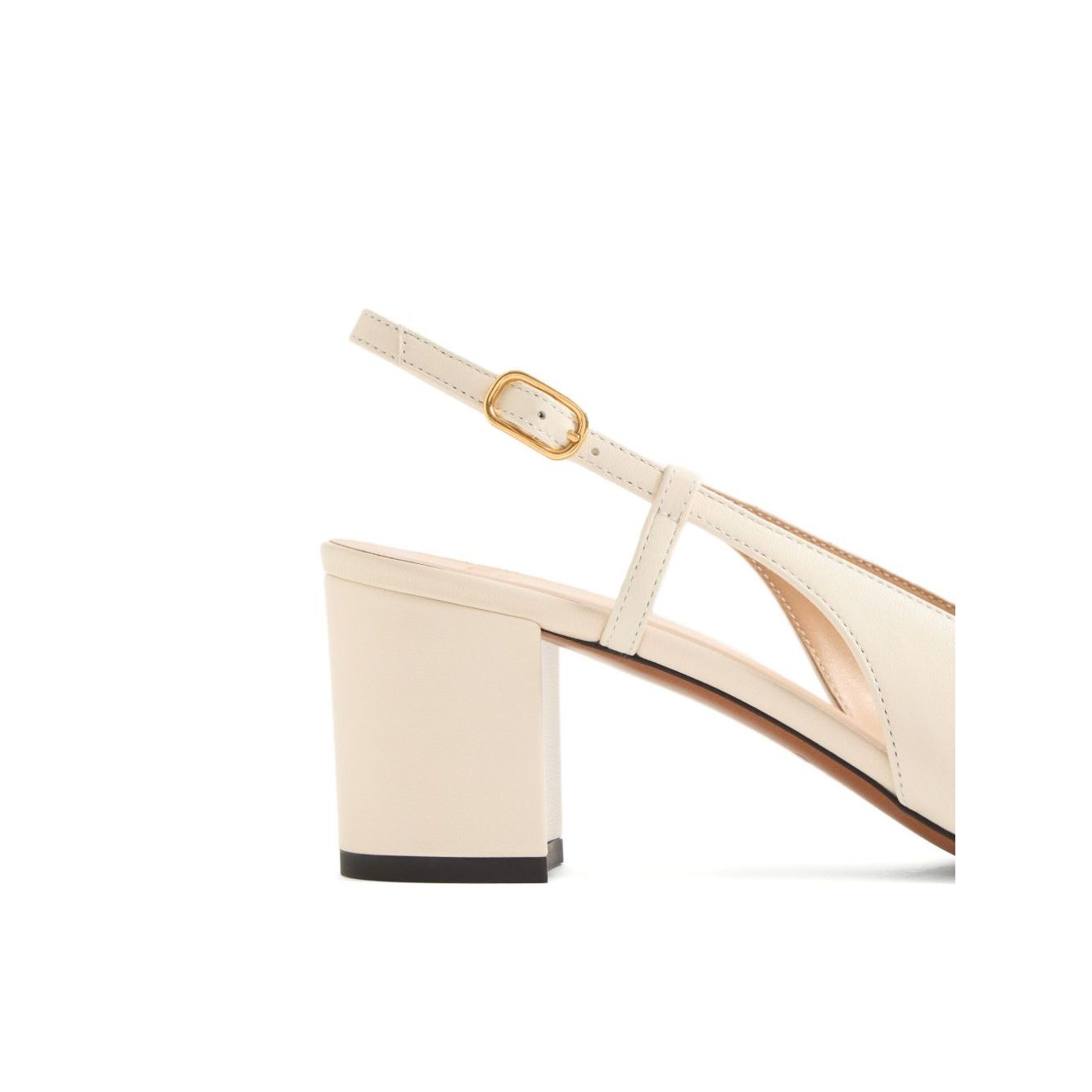 Valentino Garavani Valet Du Roi Goatskin Slingback Pump 60mm with beige buckle-fastening ankle strap and block heel
