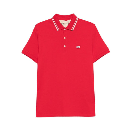 Valentino Striped-collar polo shirt