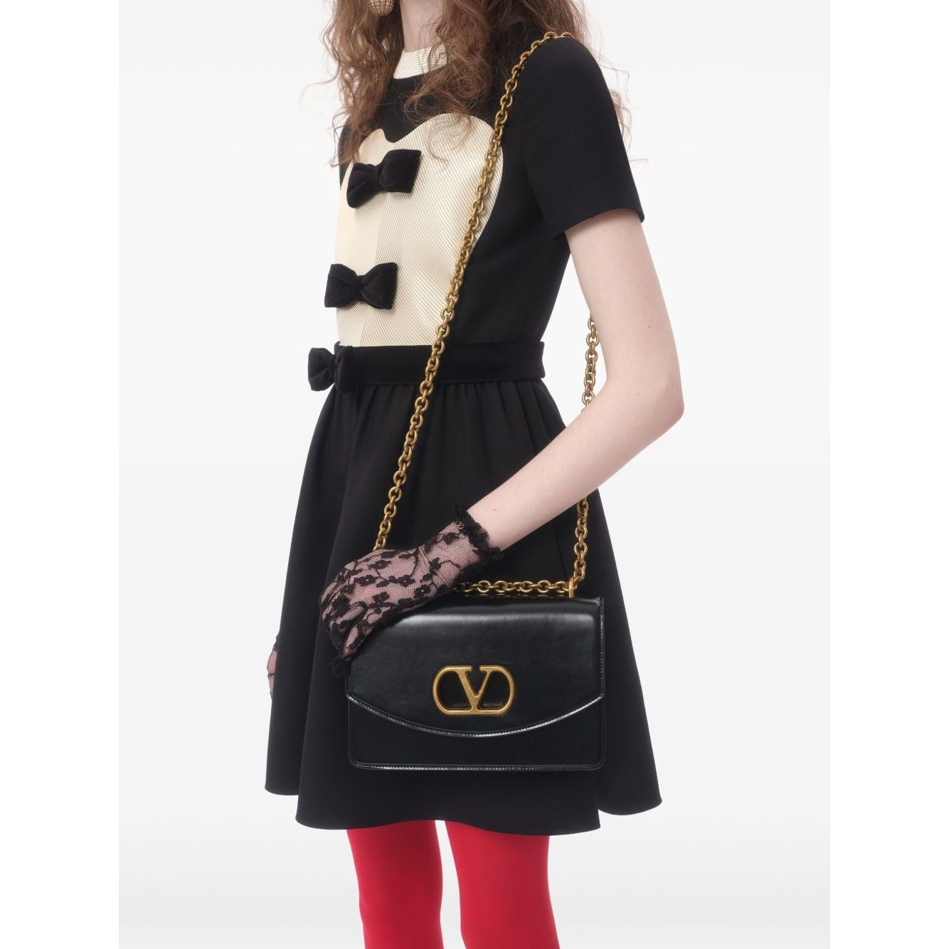 Valentino crepe couture short dress with bows