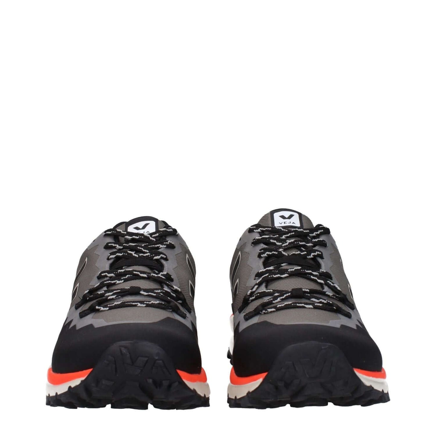 Veja Gray Fabric Athletic Sneakers with front and side logos, lace-up closure, rubber sole, round toe, black accents, MPN UFR2303206B.