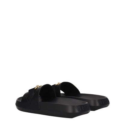 Versace Black Leather Slippers