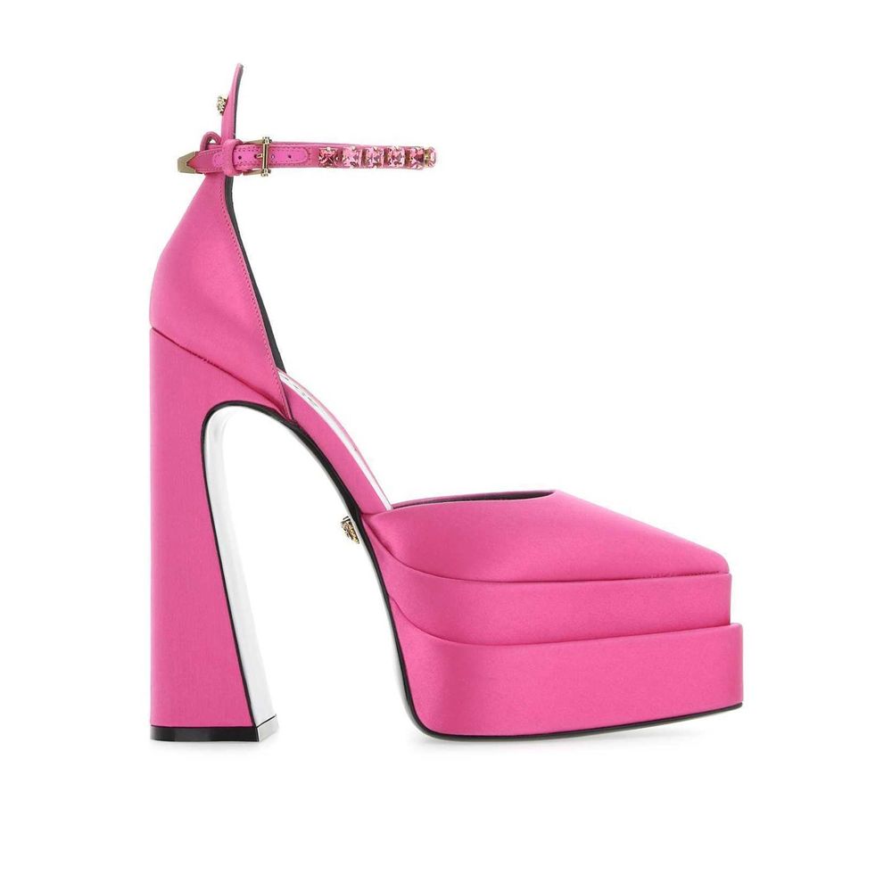 Versace Multicolor Satin Platform Pumps 1728,75611013280,EU38.5/US8.5,EU39/US9,Multicolor,New with tags,Platforms - Pumps - Shoes,Pumps - Shoes,Shoes,Versace,Women