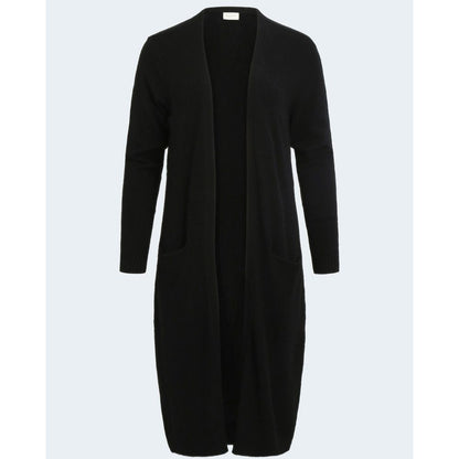 Vila Clothes Black Viscose Cardigan with long sleeves and soft viscose blend, perfect for casual or evening wear.