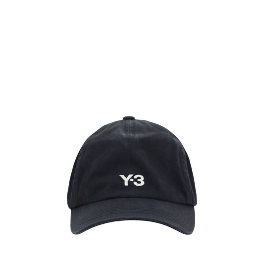 Y-3 Black Cotton Cap (Baseball Hat) with embroidered logo, adjustable closure for custom fit, stylish accessory for casual wear, AW25 season.