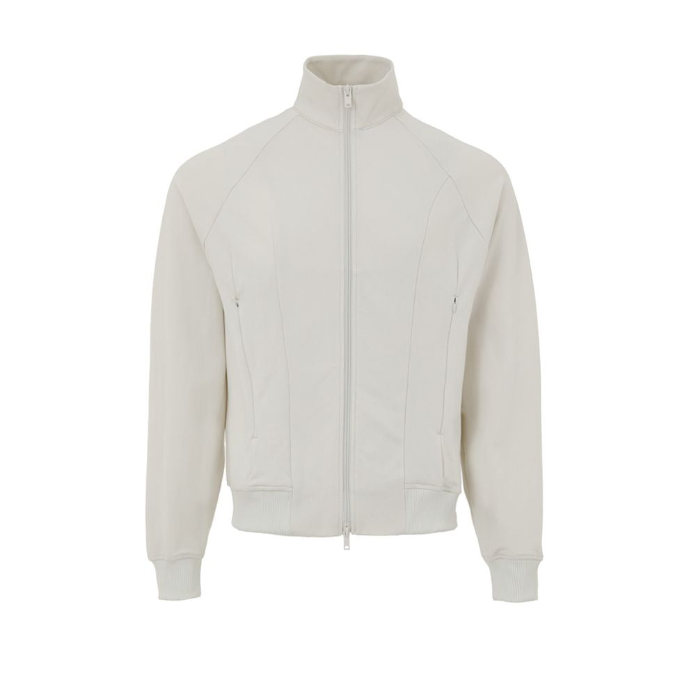 Y-3 White Polyamide Hoody, slim fit sweatshirt in technical fabric with zip, turtleneck, and logo on the back