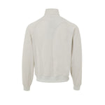 Back view of Y-3 White Polyamide Hoody with rubberized logo on technical fabric.