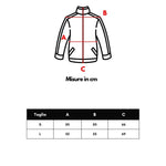 Size chart for Y-3 White Polyamide Hoody showing measurements A, B, and C in cm for sizes S and L.