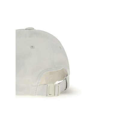 Back view of Y-3 White Recycled Polyester Cap (Baseball Hat) with adjustable strap and breathable fabric.