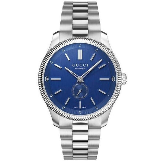 GUCCI MOD. G-TIMELESS SLIM luxury watch with blue dial and silver bracelet