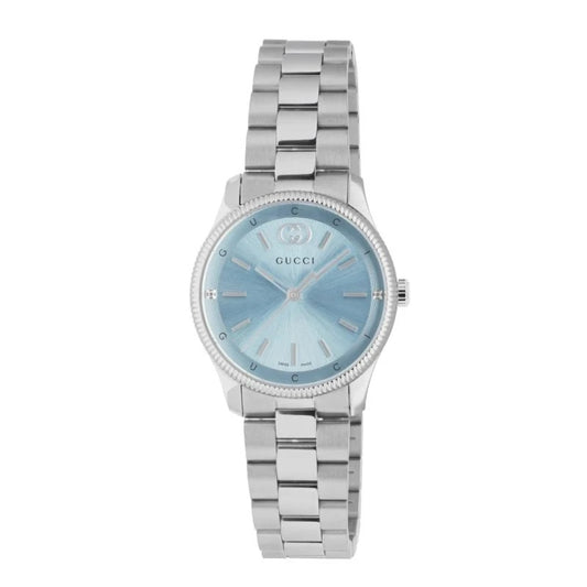 GUCCI MOD. G-TIMELESS SLIM luxury watch with silver bracelet and blue dial