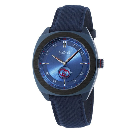 GUCCI Mod. INTERLOCKING luxury watch with blue dial and strap, featuring a sleek design for modern elegance.