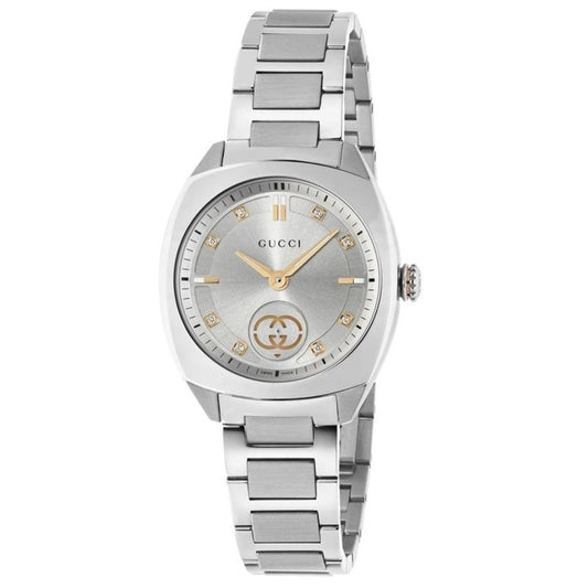 GUCCI Mod. INTERLOCKING luxury watch with silver bracelet and elegant design, featuring logo on dial. Perfect accessory for style enthusiasts.