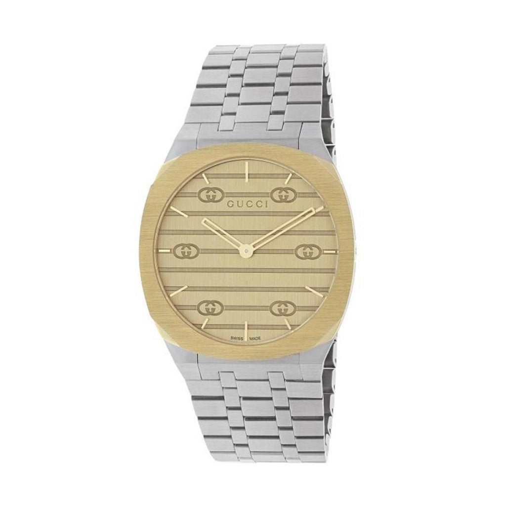 GUCCI Mod. 25H COLLECTION watch with silver and gold design