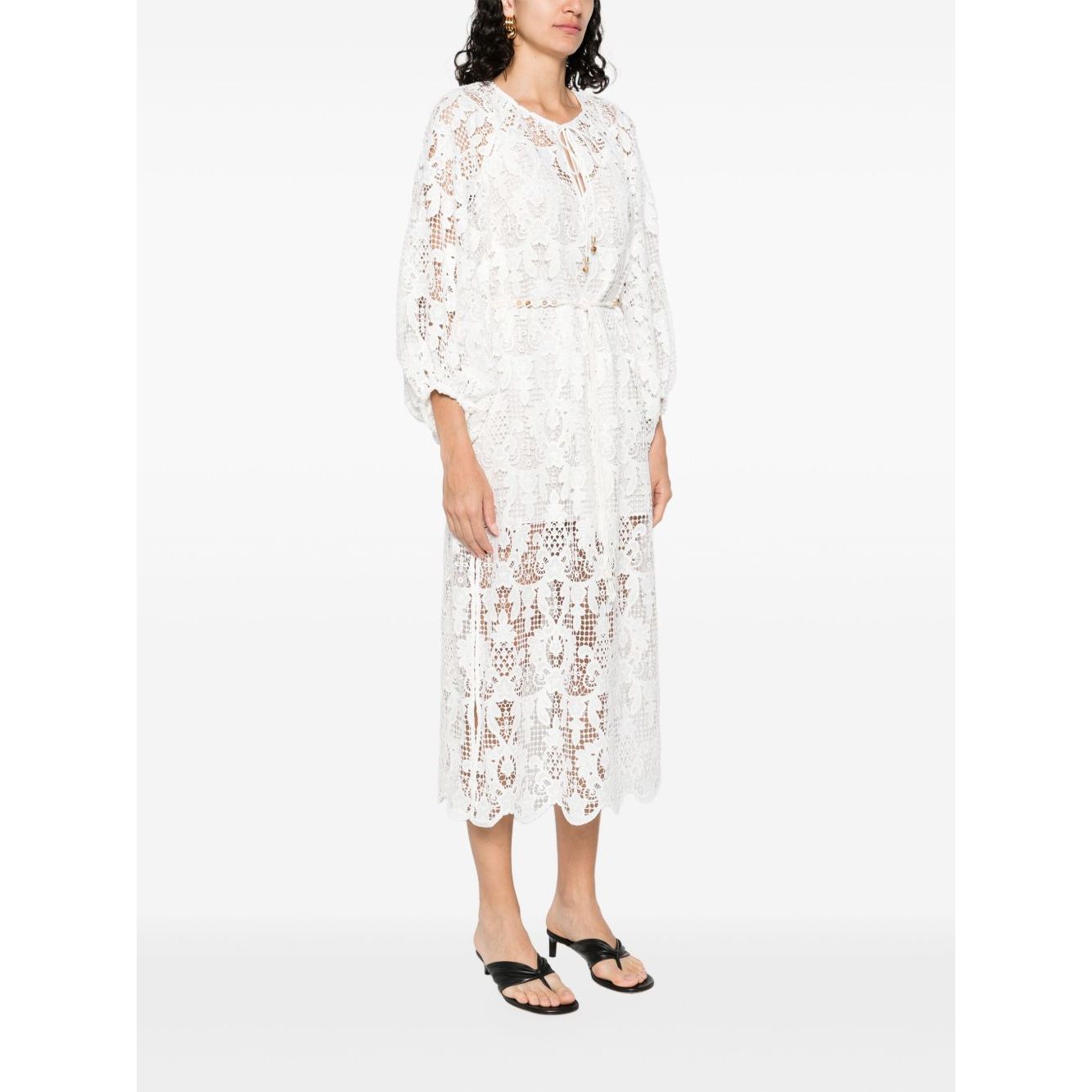 Zimmermann Coco lace midi dress - ivory