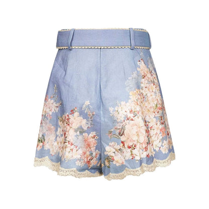 Zimmermann Floral-print belted shorts