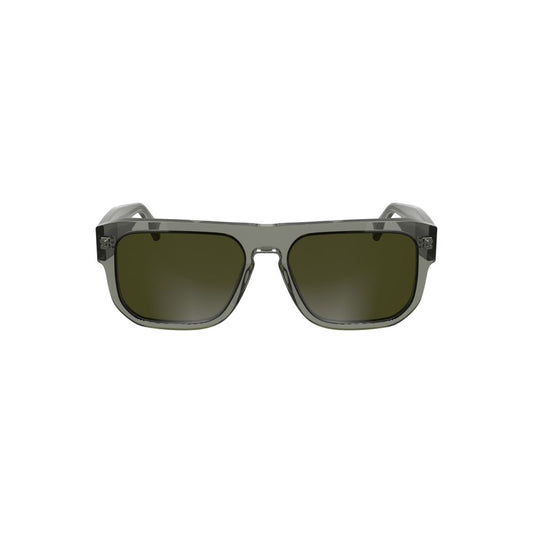Calvin Klein brown acetate men's sunglasses with smoke-tinted square lenses, sleek design, and sophisticated style.