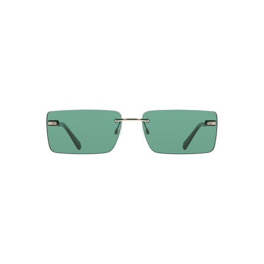 Calvin Klein Green Metal Women Sunglass with rectangular lenses and sleek frame for stylish sophistication.