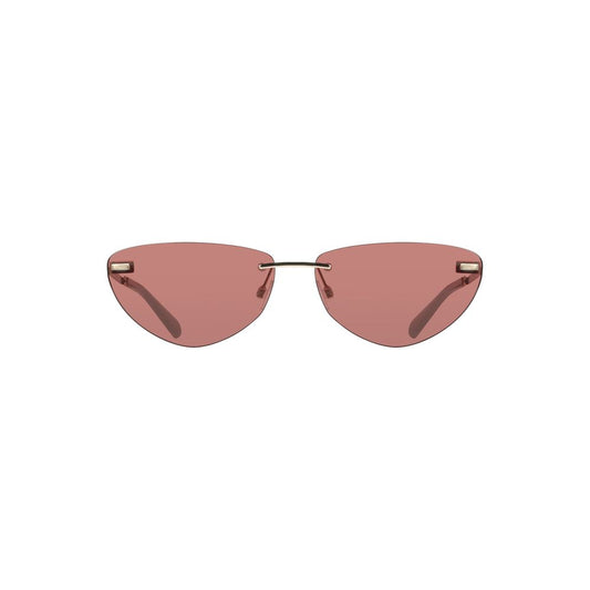 Calvin Klein Pink Metal Women Sunglass with drop-shaped pink lenses and metal frame, chic fashion accessory for iconic style.