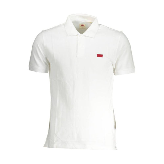 Levi's white cotton men's polo with slim fit, short sleeves, 2-button placket, and iconic logo for a sleek, timeless look.