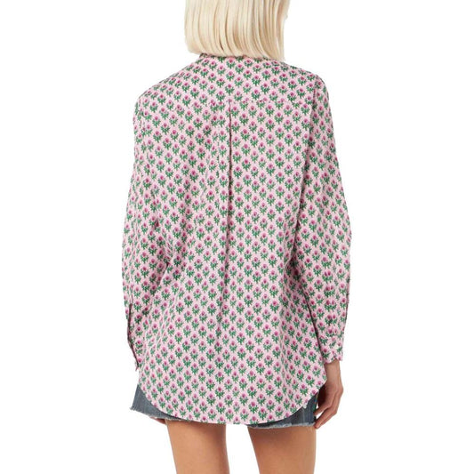 Back view of MC2 Saint Barth pink cotton shirt with floral print and buttoned cuffs