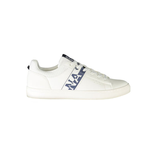 Napapijri white leather men's sneaker with logo, contrasting details, and comfortable design. Perfect for standout style and comfort.