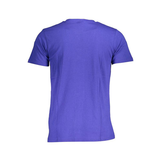 Back view of Norway 1963 blue cotton men’s T-shirt, showcasing its simple yet elegant design and comfortable fit for everyday wear.