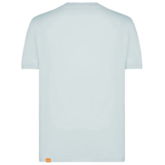 Suns gray cotton t-shirt with ice color, crew neck, elasticated sleeves, and logo. Perfect stretch fit for casual wear.