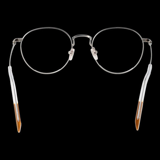 ERMENEGILDO ZEGNA EZ5221 51016 round metal eyeglasses for gents with clear lenses and brown-tipped arms, stylish and classy.