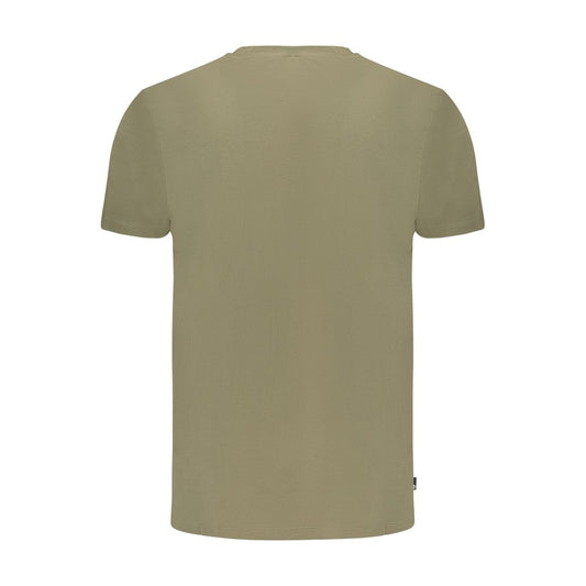Back view of Timberland Green Cotton Men's T-Shirt showcasing short sleeves and crew neck design.