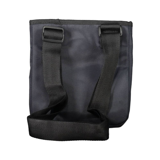 Tommy Hilfiger blue polyester men's shoulder bag with adjustable strap, rear view displaying durable fabric and modern design.