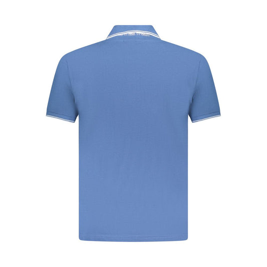 Back view of U.S. Grand Polo blue cotton men's polo shirt with short sleeves and contrasting collar details.