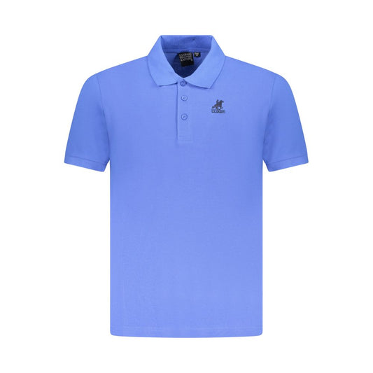 U.S. Grand Polo Blue Cotton Men's Polo Shirt with Iconic Embroidery, Short Sleeves, Casual Luxury