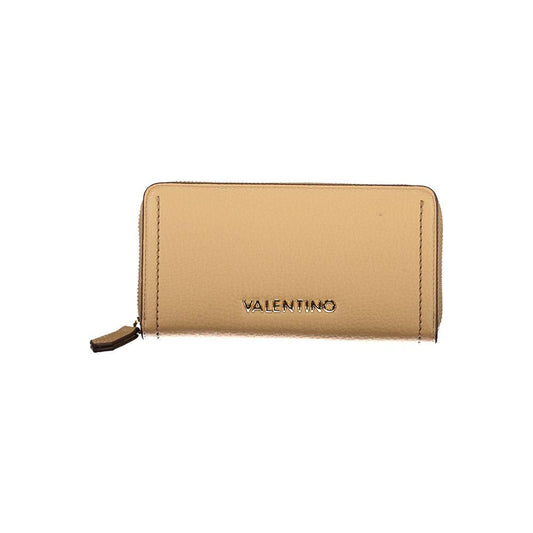 Valentino Bags Beige Polyethylene Women's Wallet with logo and spacious compartments, perfect for stylish organization.