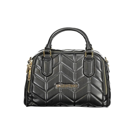 Valentino Bags black polyethylene women's handbag with dual handles, chic design, and detachable shoulder strap for versatile use.