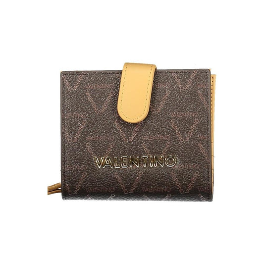 Valentino Bags brown polyethylene women's wallet with embossed logo, zip and automatic closure, featuring a chic design and coin purse.