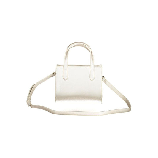 Elegant white handbag with detachable shoulder strap and top handles, perfect for versatile styling and sophisticated fashion.